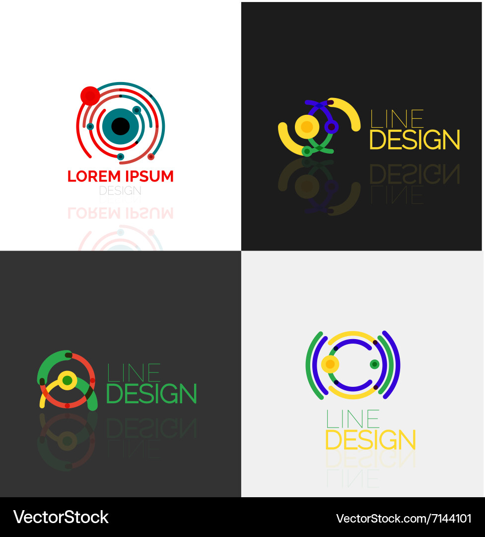 Set of linear abstract logos swirl circle vector image