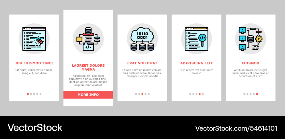Software engineer computer code onboarding icons Software engineer computer code onboarding icons vector image