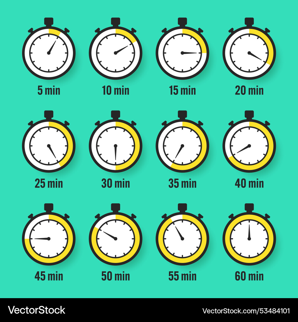 Stopwatch icons colorful simple chronometer time Stopwatch icons colorful simple chronometer time vector image