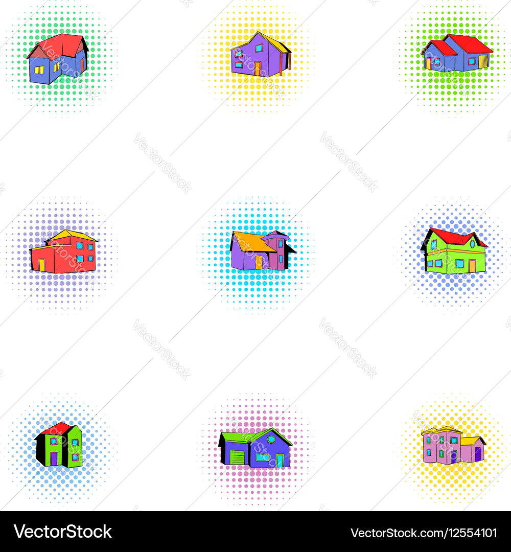 Structure icons set pop-art style Vector Image