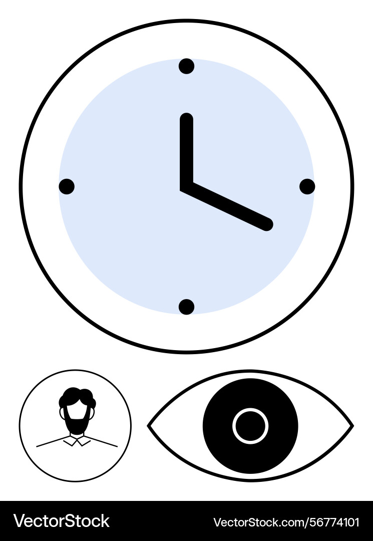 Time management concept with clock eye and user Vector Image