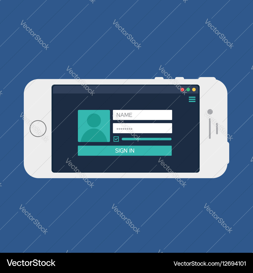 Webvorlage des Anmeldeformulars für Smartphone Vektorbild