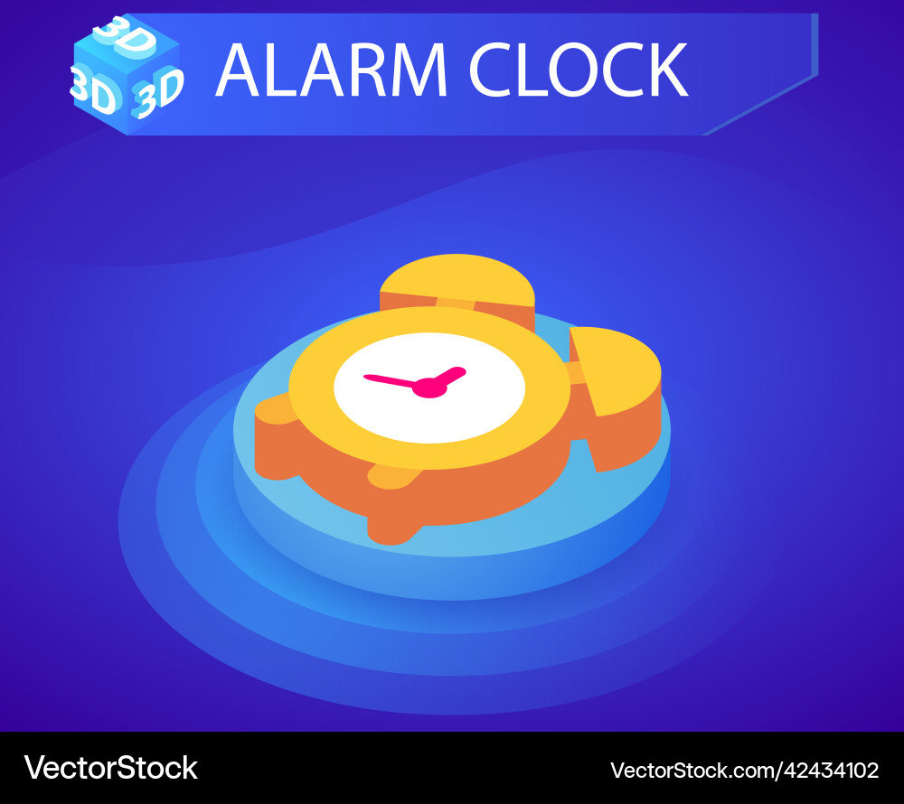 Alarm clock isometric design icon web 3d Alarm clock isometric design icon web 3d vector image