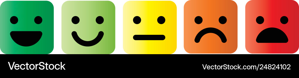 Basic emoticons set in square with rounded corners Vector Image