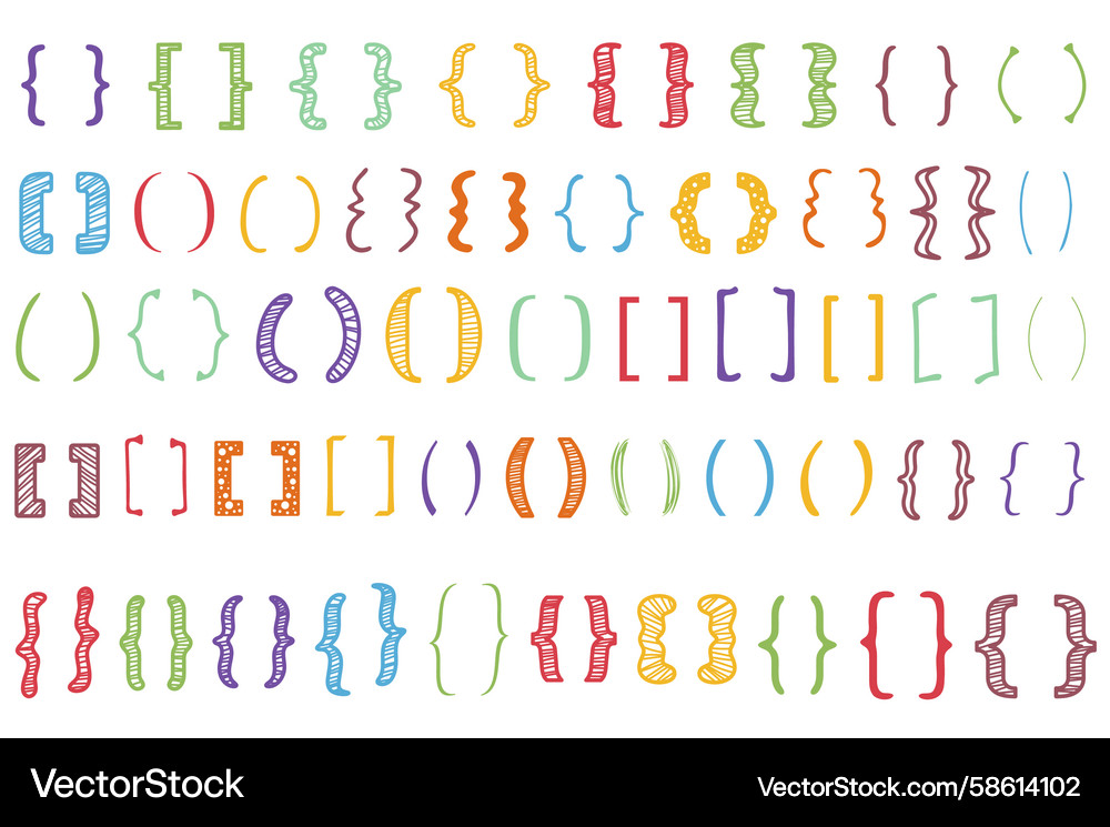 Brackets & Text Elements - Doodle Set Vector Image