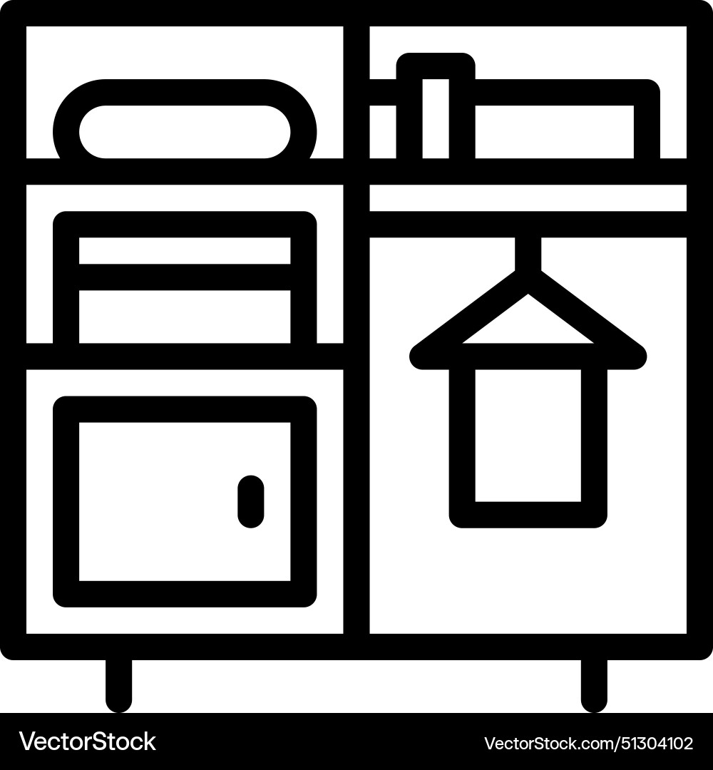 Cupboard icon clothes storage icons outline Vector Image