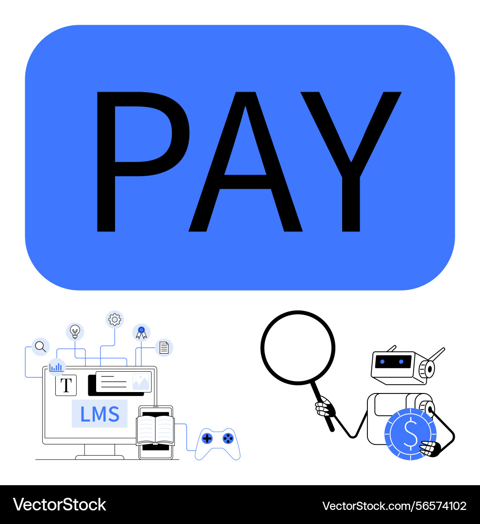 Digital payment ecosystem with lms robot Digital payment ecosystem with lms robot vector image
