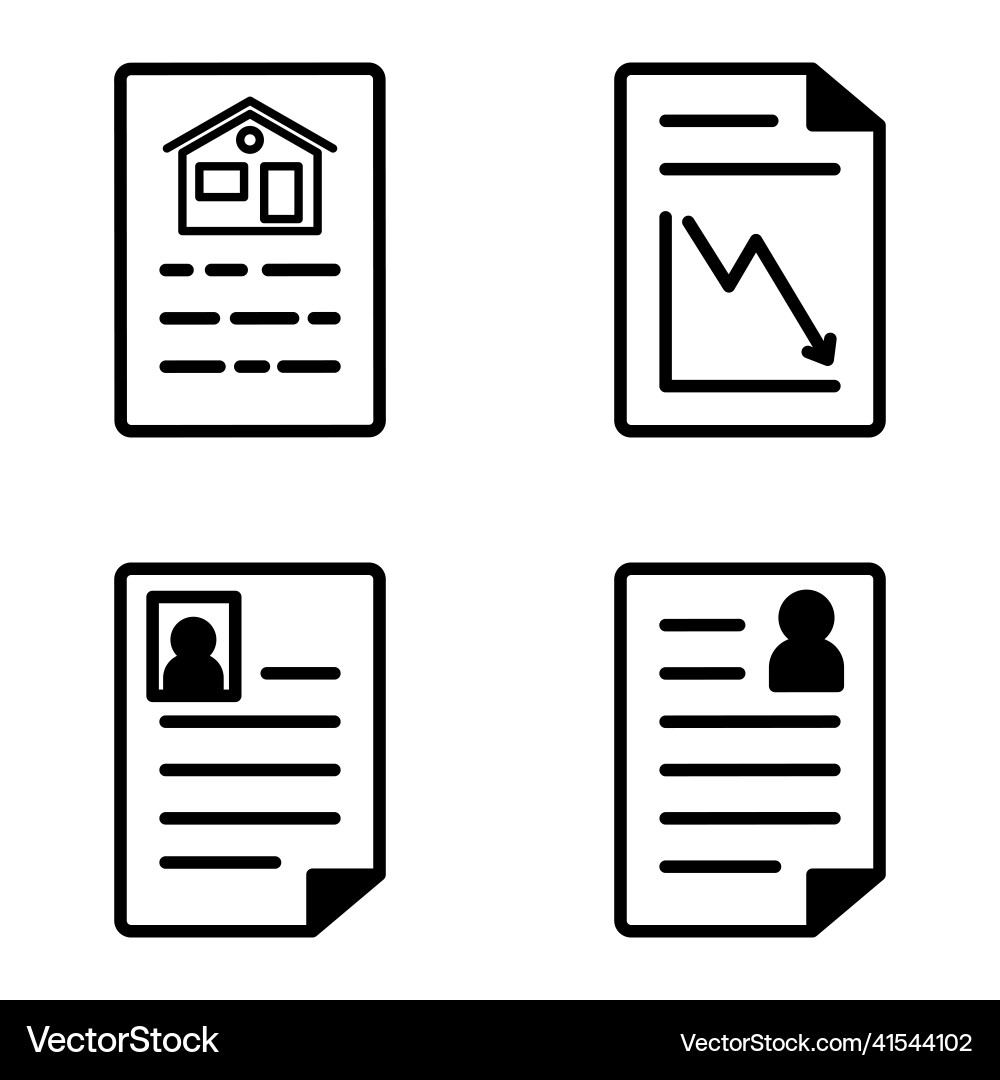 Docs1-2 flat icon set isolated on white background Docs1-2 flat icon set isolated on white background Vector Image