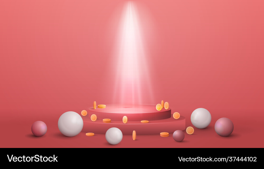 Empty two-level podium with realistic spheres Vector Image
