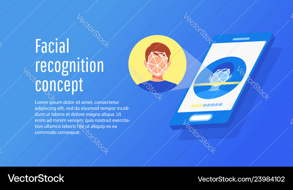 Face id identification of young man Face id identification of young man vector image