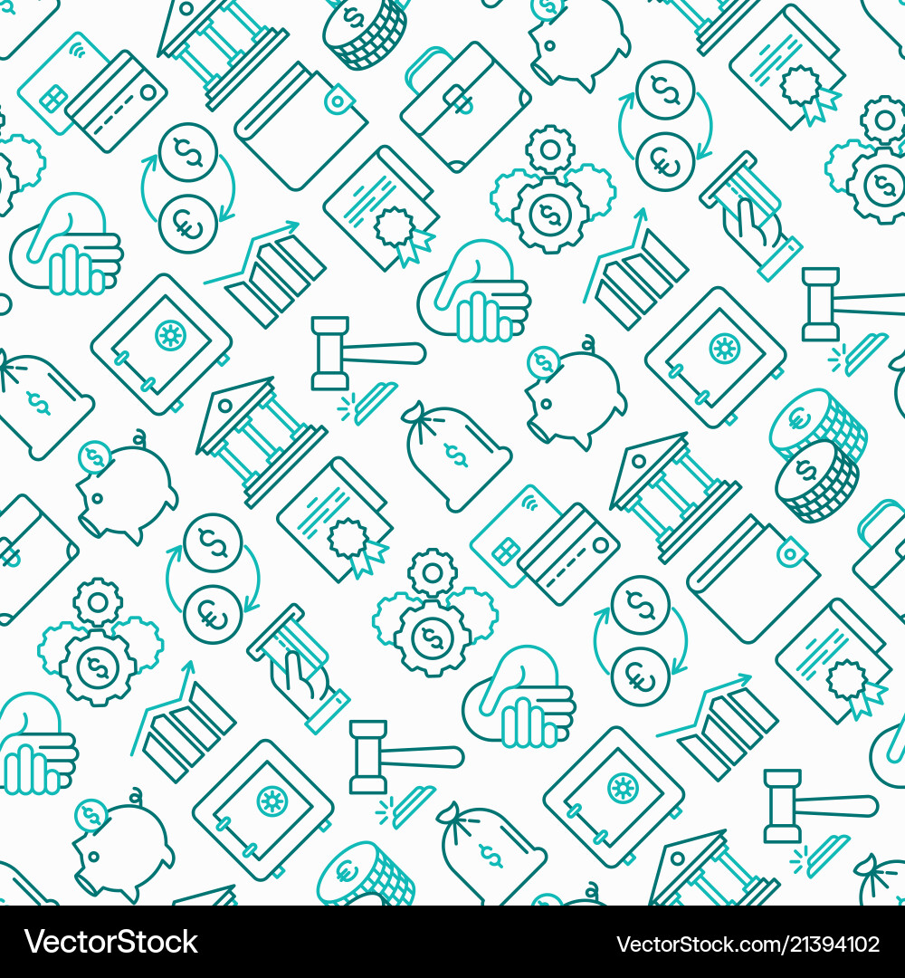 Finance seamless pattern with thin line icons vector image