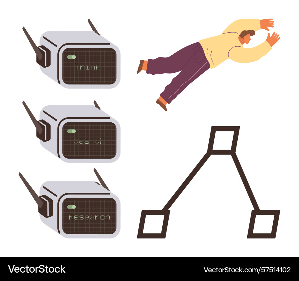 Futuristic ai concepts with floating character Futuristic ai concepts with floating character vector image