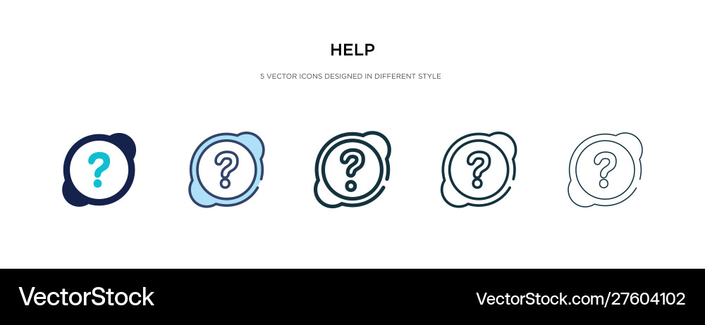 Help icon in different style two colored vector image