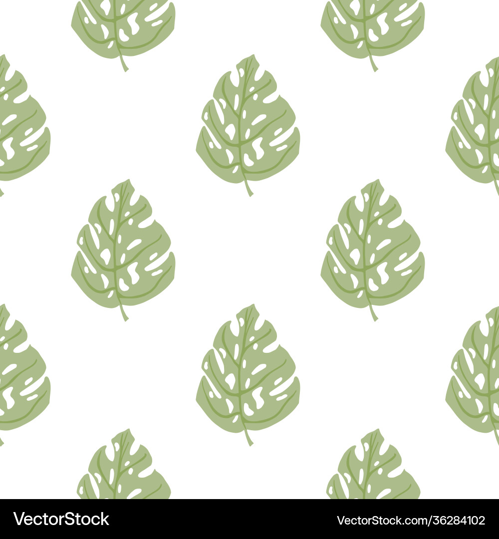 Isolated seamless pattern with simple monstera Isolated seamless pattern with simple monstera Vector Image