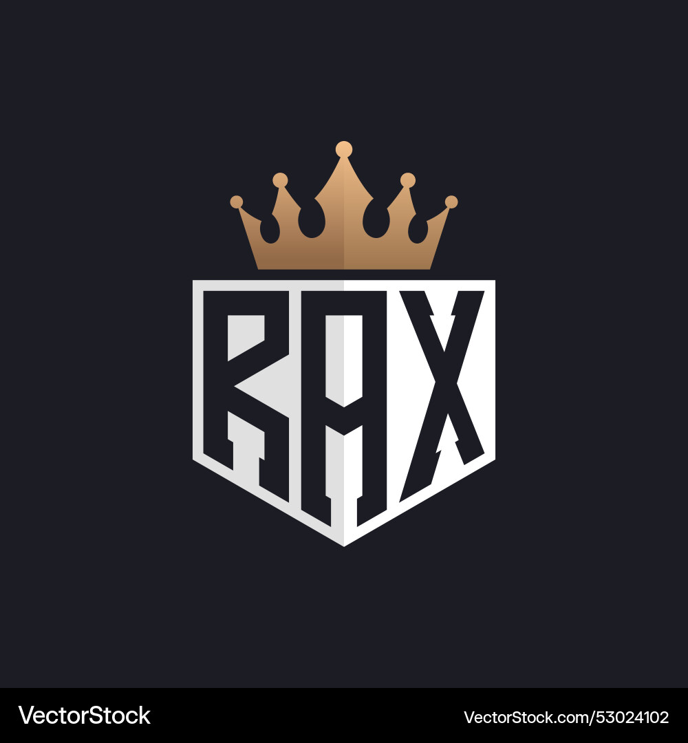 Luxury rax logo with crown elegant initials Vector Image