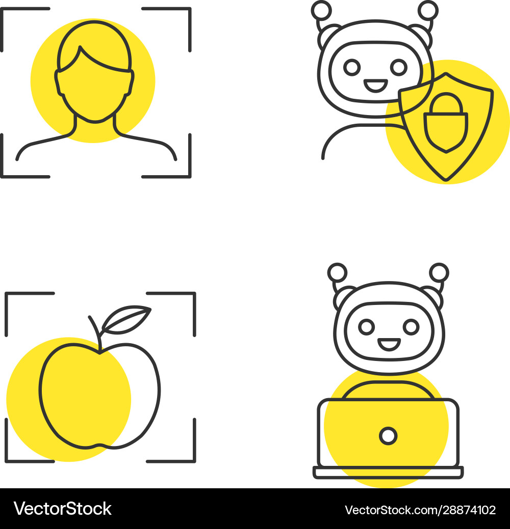Machine learning linear icons set Machine learning linear icons set vector image
