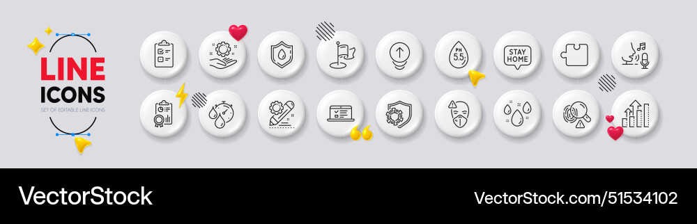 Microphone swipe up and timer line icons for web Vector Image
