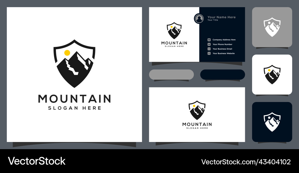 Mountain shield logo design template Royalty Free Vector
