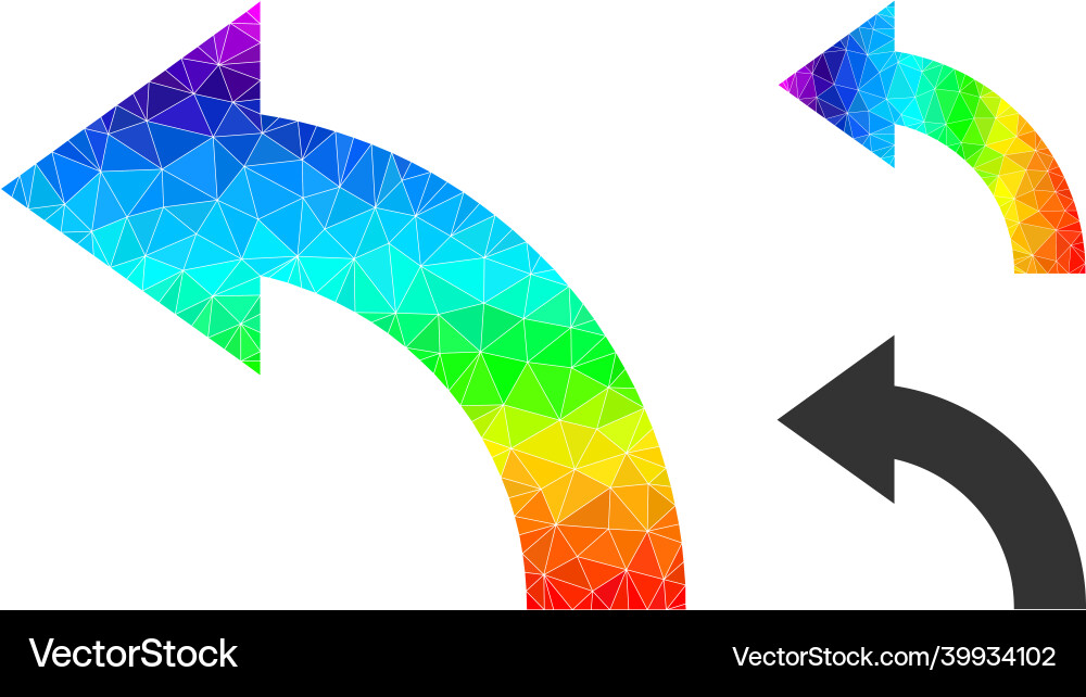 Polygonal rotate left icon with spectrum Polygonal rotate left icon with spectrum Vector Image