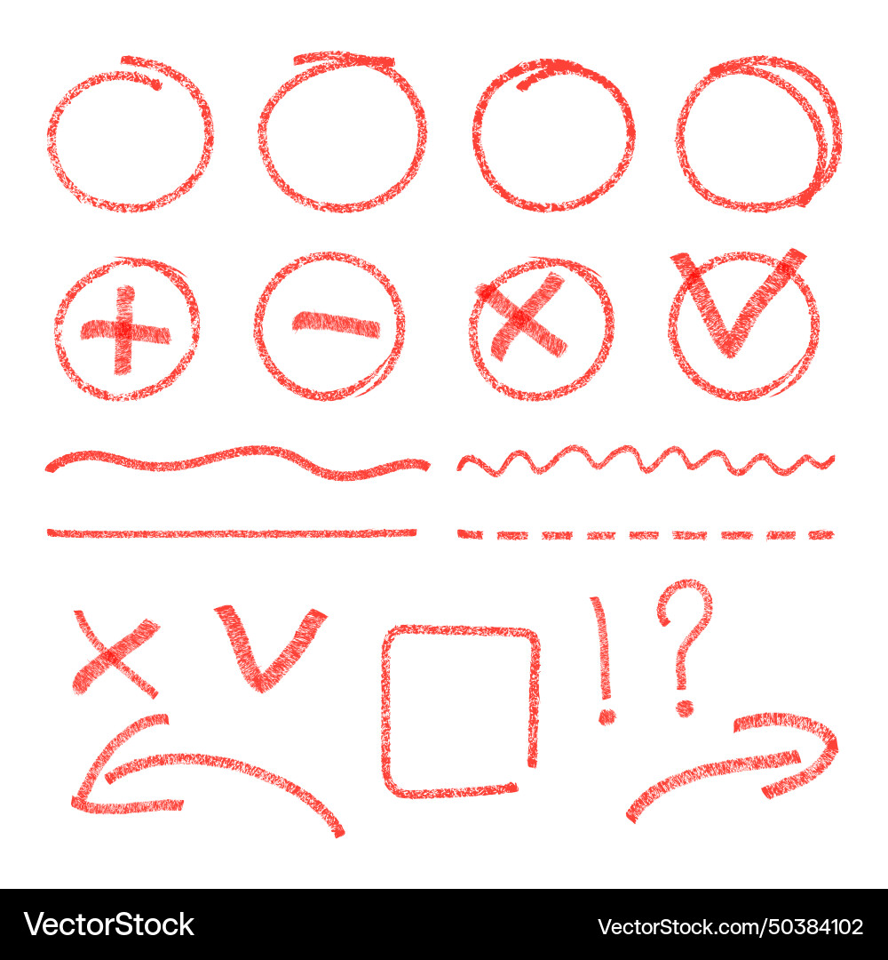 Red highlight elements circles arrows check marks Red highlight elements circles arrows check marks vector image