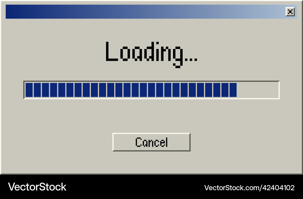Retro window with loading message Retro window with loading message vector image