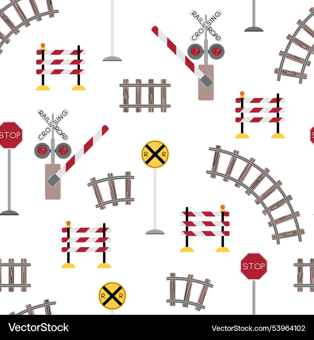 Seamless pattern with railway signs rails vector image