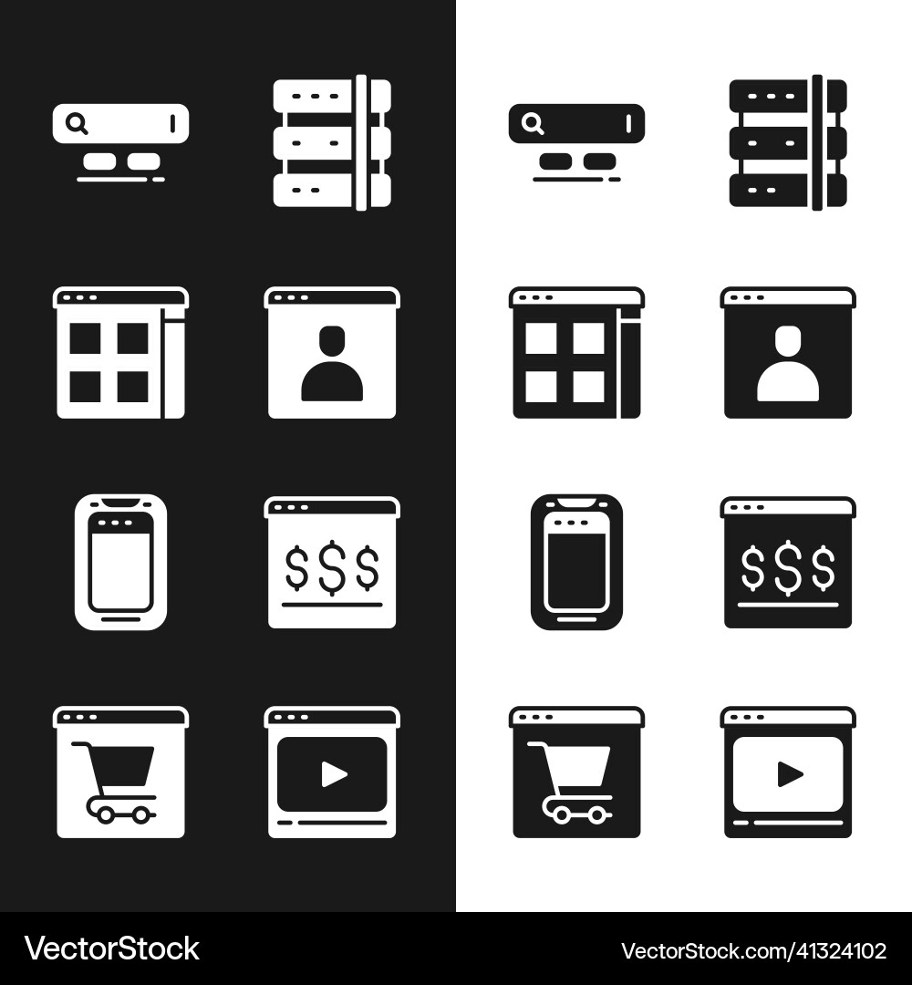 Set create account screen browser files search Set create account screen browser files search vector image