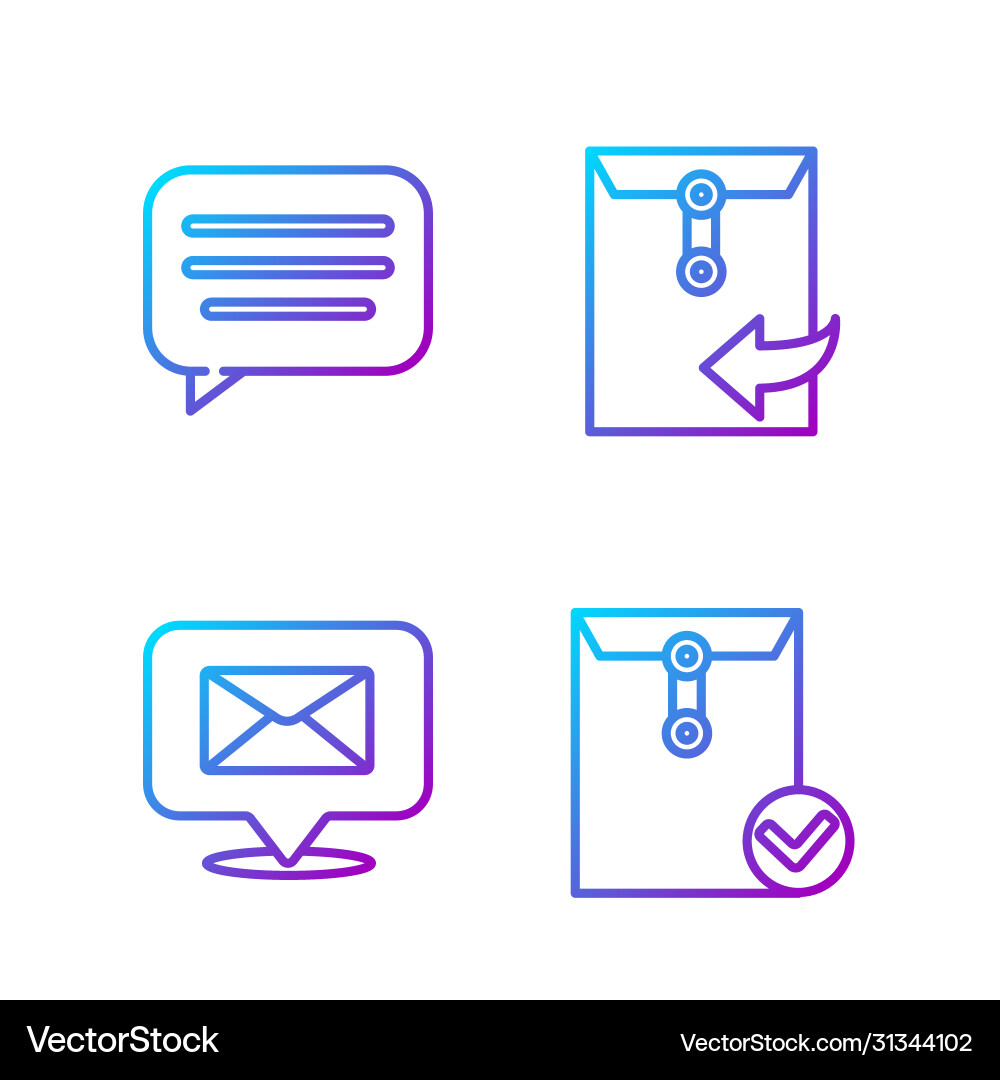Set line envelope and check mark speech bubble vector image