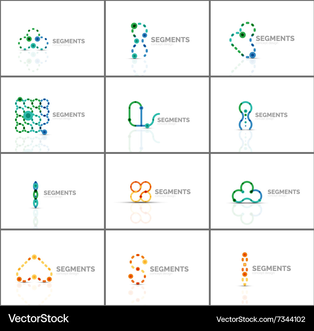 Set of linear abstract logos and swirl shapes vector image