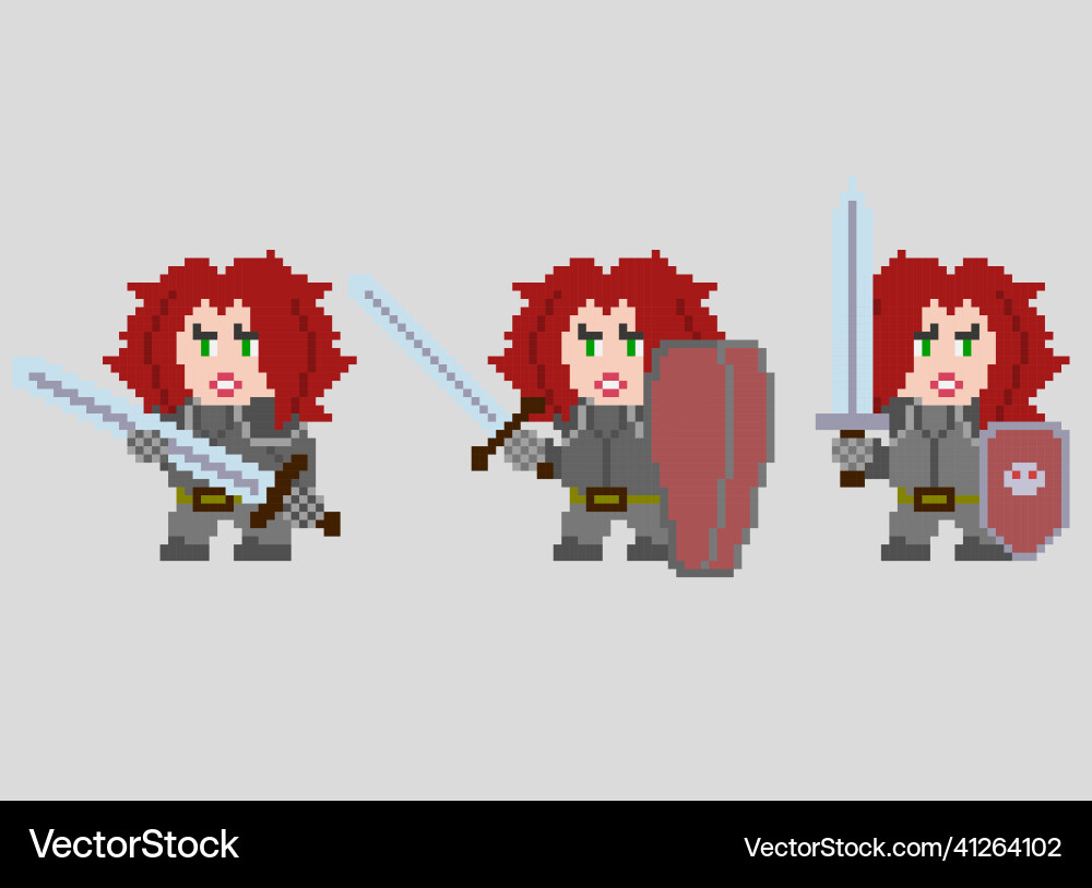 Set of pixel characters in art style Set of pixel characters in art style vector image