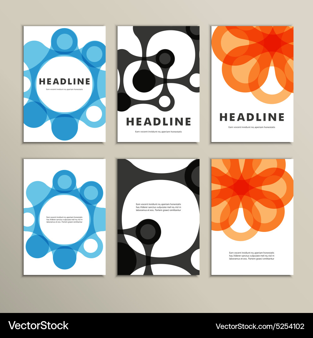 Set of six covers with abstract patterns Vector Image