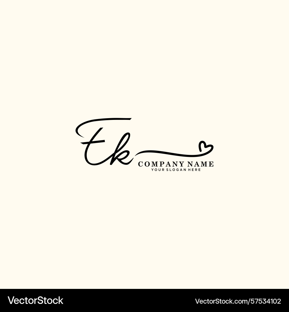 Signature style ek initial logos initials logo Vector Image