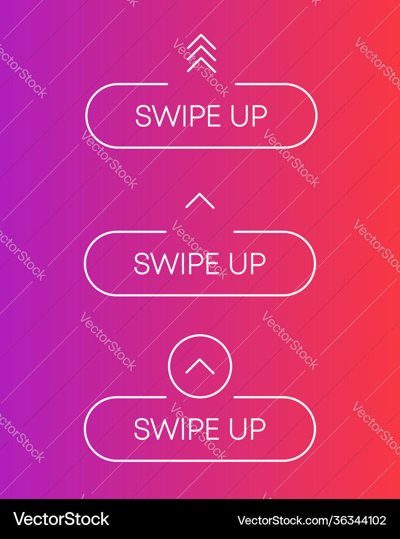 Three white swipe up icon scroll arrow drag Three white swipe up icon scroll arrow drag vector image
