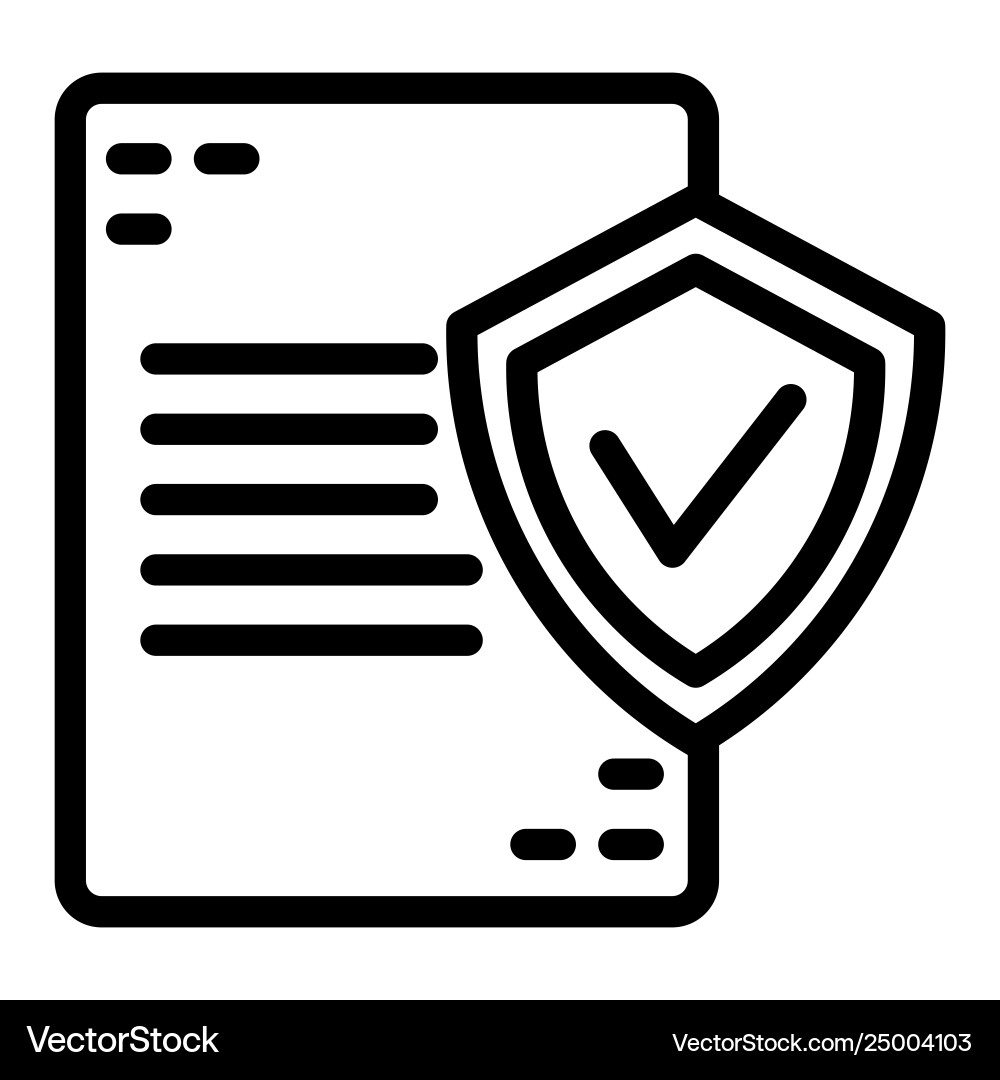 Approved document line icon list with shield Approved document line icon list with shield Vector Image