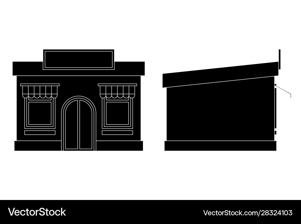 Building silhouette front and side view Vector Image