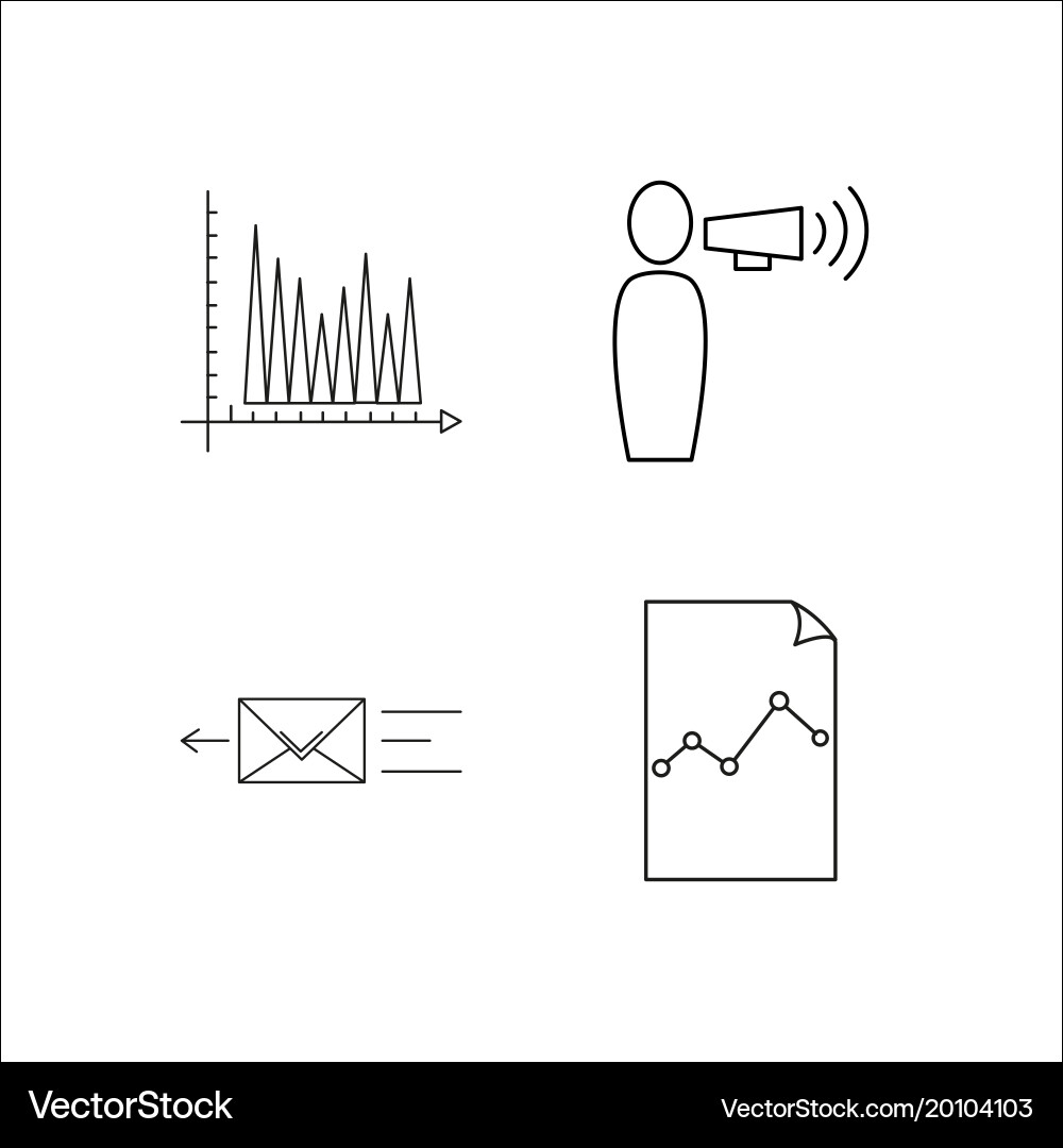 Business simple linear icon setsimple outline vector image