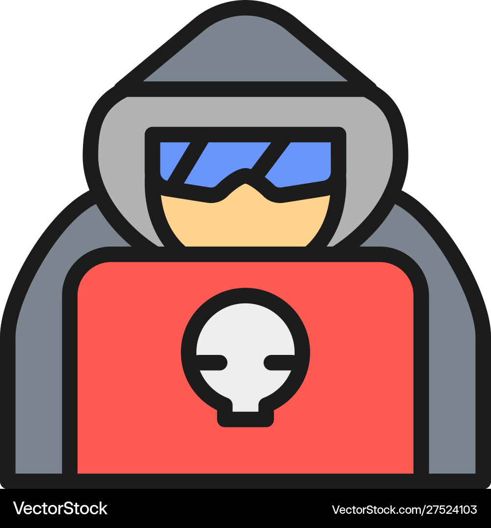 Computer hacker with laptop spy agent flat color Computer hacker with laptop spy agent flat color vector image