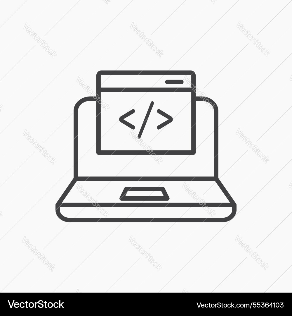 Display code icon isolated in black line Vector Image