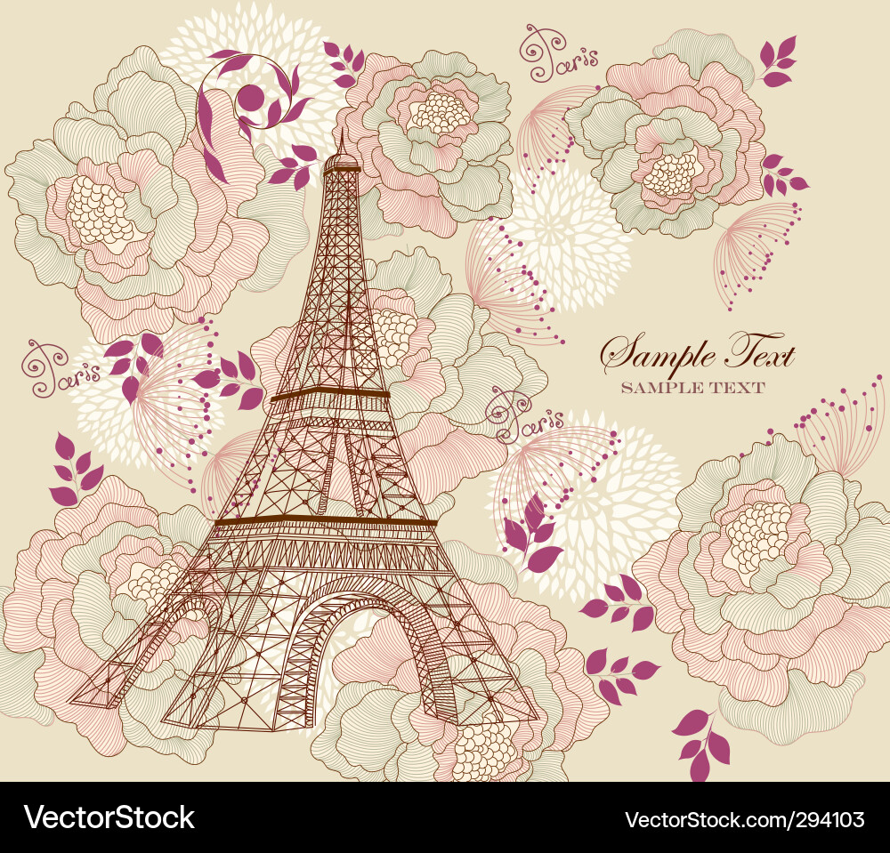 Elegant Eiffel Tower with Roses vector image