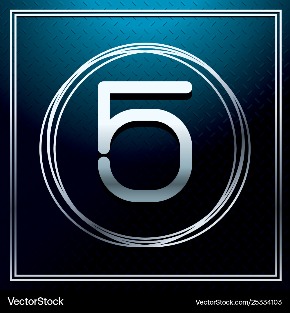 Five font number over metallic texture vector image