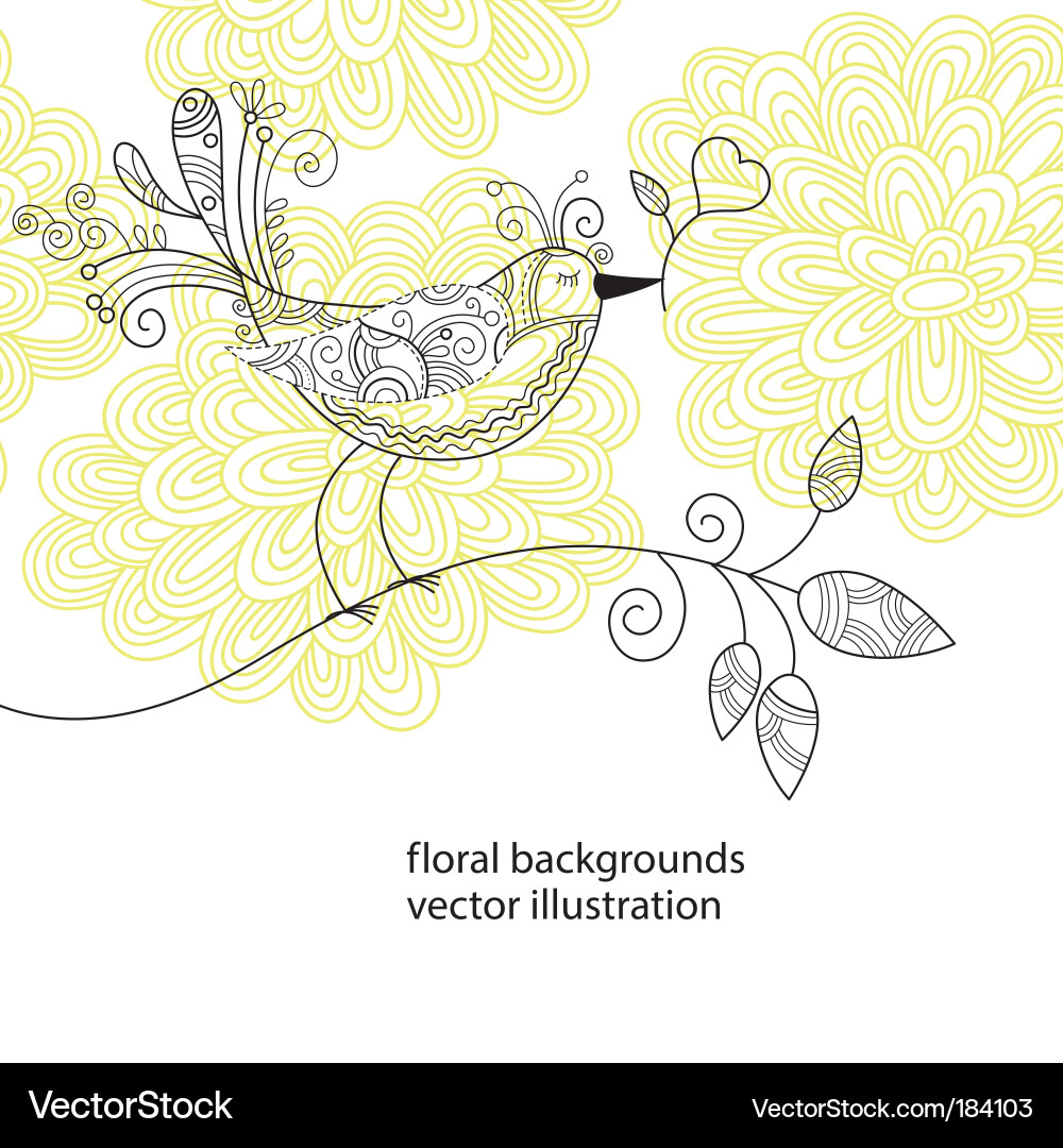 Floral Bird Background Vector Image