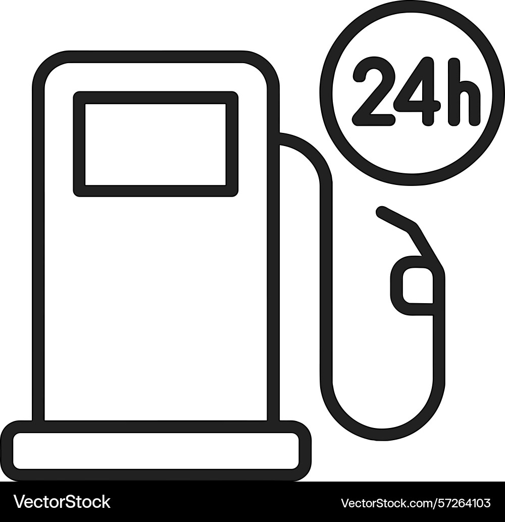 Fuel station open 24 hours with gas pump Fuel station open 24 hours with gas pump Vector Image