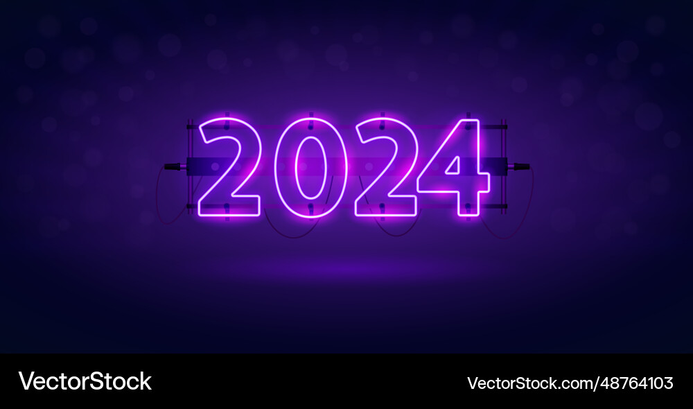 Glowing neon 2024 clip art Glowing neon 2024 clip art vector image