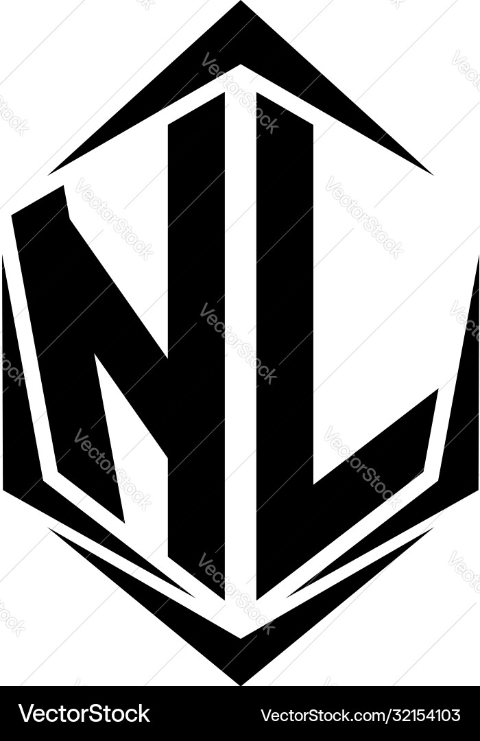 Initial nl logo design with shield style Vector Image