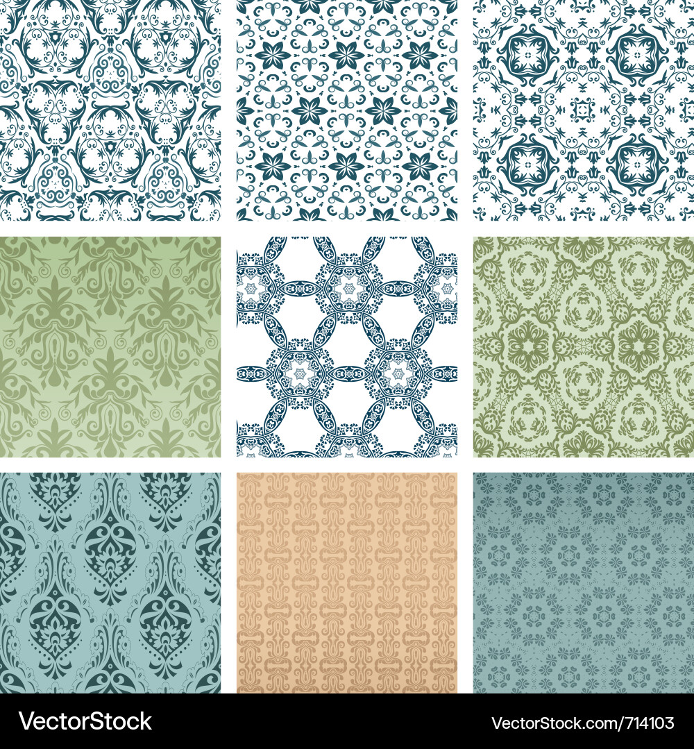 Intricate Retro Wallpaper Patterns vector image