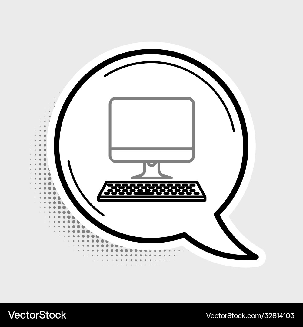 Line computer monitor with keyboard icon isolated Line computer monitor with keyboard icon isolated vector image