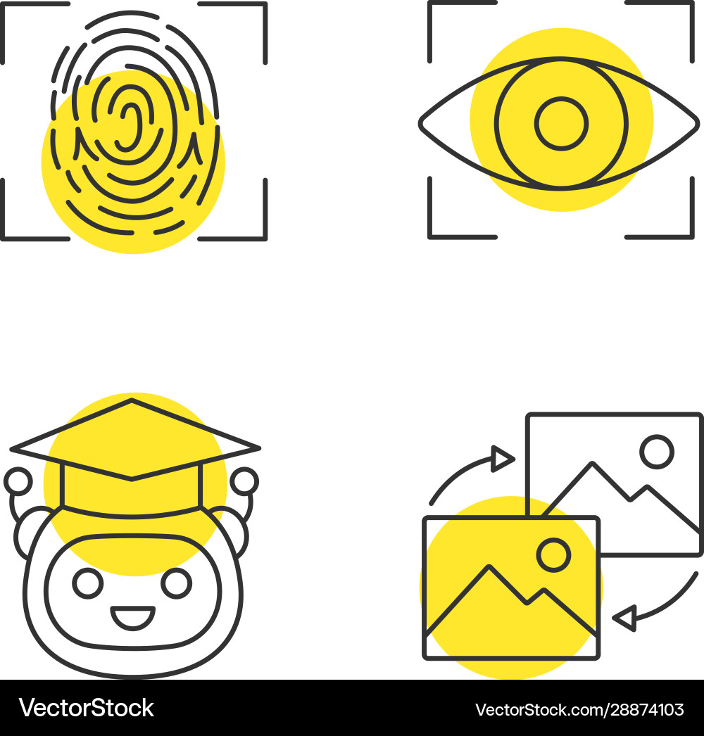 Machine learning linear icons set Machine learning linear icons set vector image