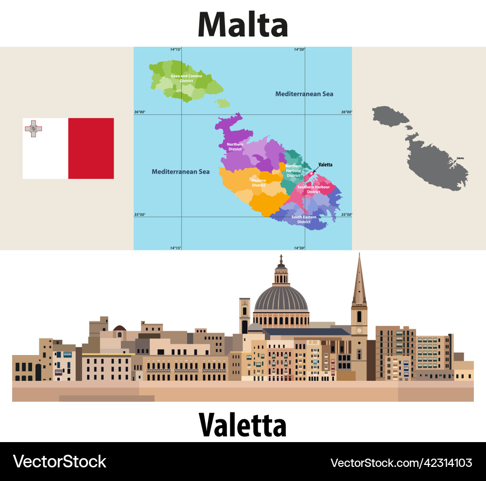 Malta Administrative Map Vector Image