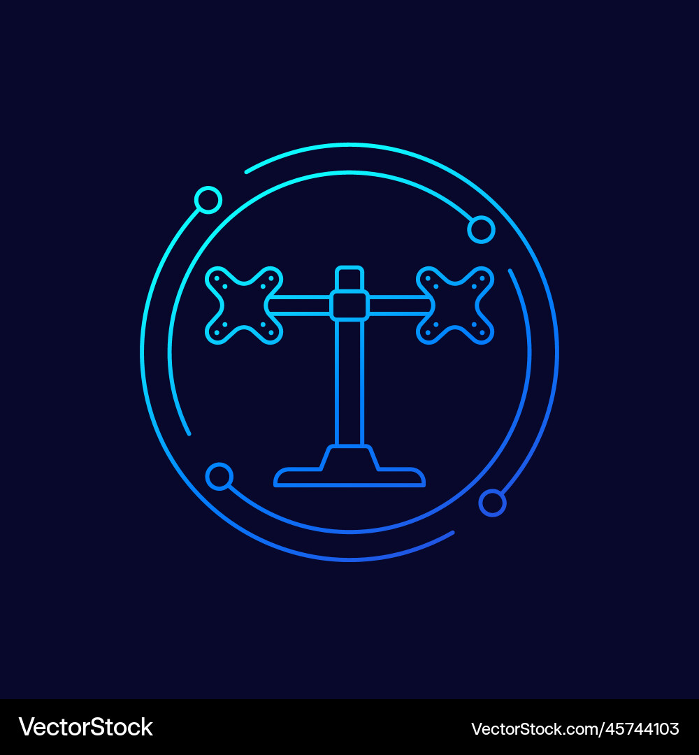 Monitor stand with two mounts icon linear design Vector Image