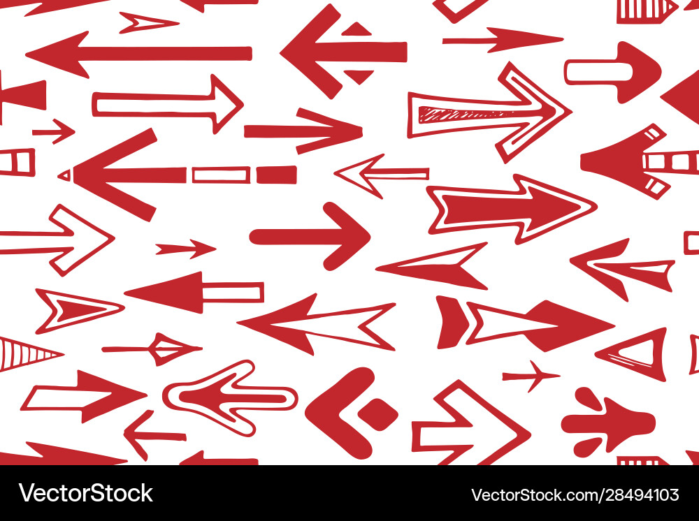 Seamless pattern arrow pointers red color vector image